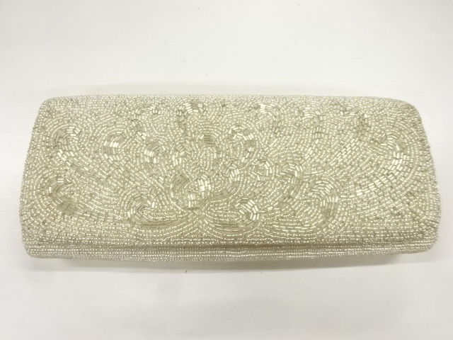 アンティーク　ビーズ菊模様バッグ